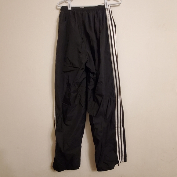 Vintage Adidas Stripe Athletic Joggers Lined Black Medium Elastic Waist Tie - Picture 3 of 7